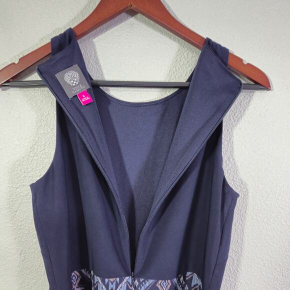 Vince Camuto Wide Leg Jumpsuit Navy White Heritage Print Size 8 Boho - Picture 6 of 9